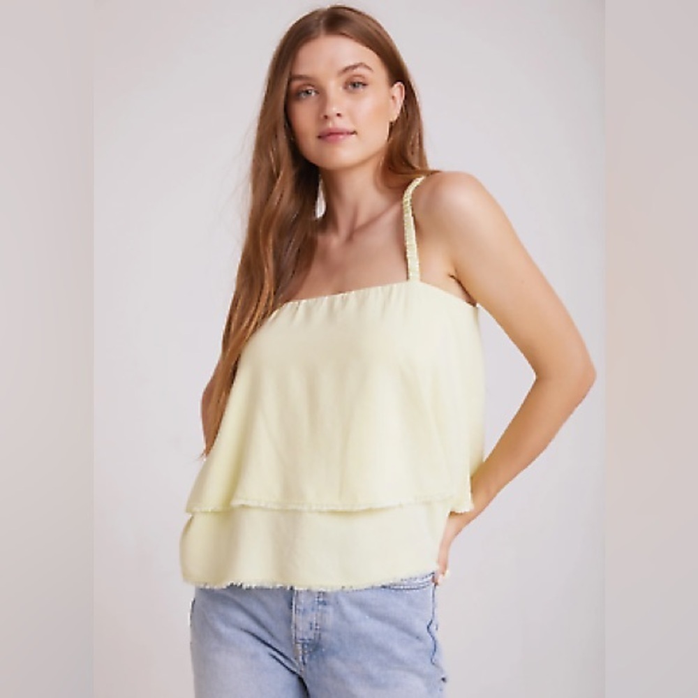 NWT Bella Dahl Scrunchy Strap Tank in Lemon sz M